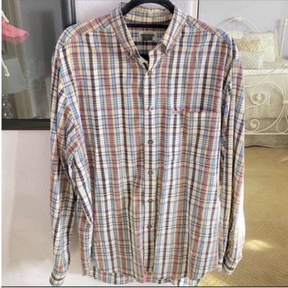 Men’s Guess Long Sleeve Gray Plaid Collared Button Down Shirt Size Large - Picture 1 of 5